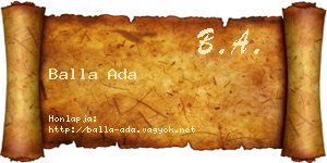 Balla Ada névjegykártya